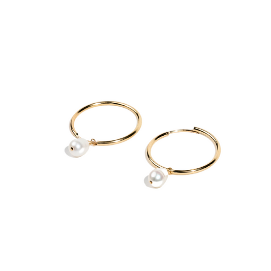 Dainty Pearl Drop Hoops