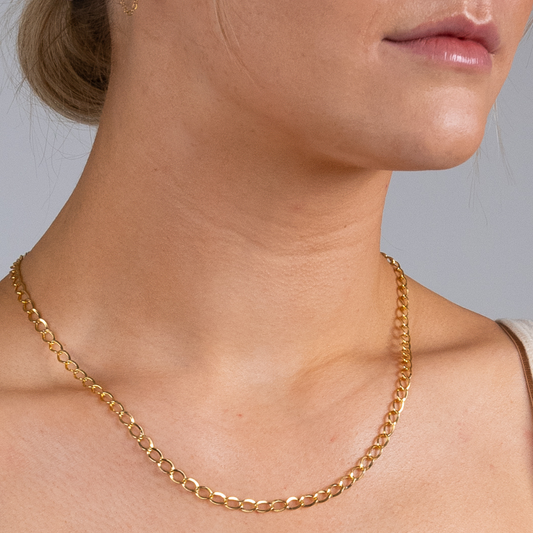 Chunky Gold Curb Link Chain | Waterproof Gold Necklace | Gold Filled
