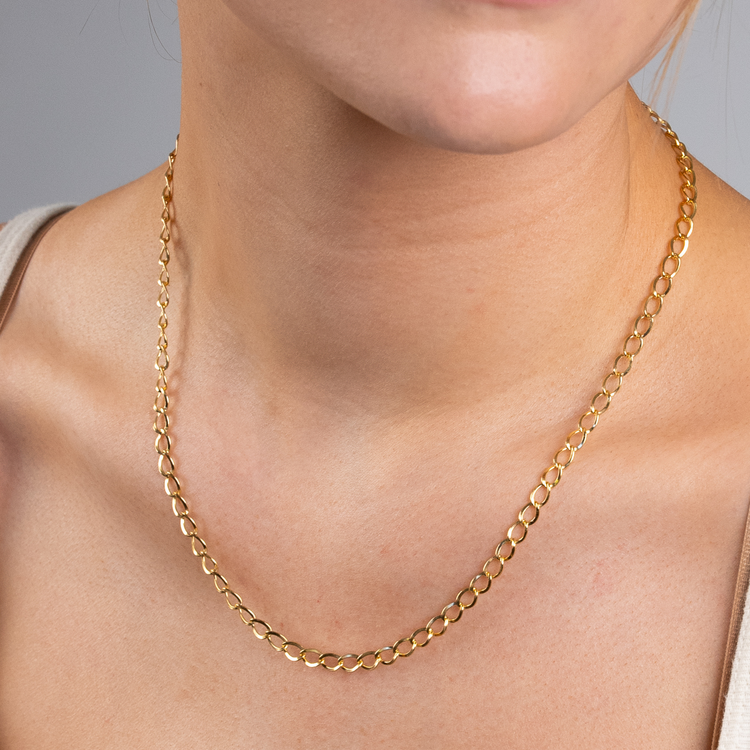 Chunky Gold Curb Link Chain | Waterproof Gold Necklace | Gold Filled