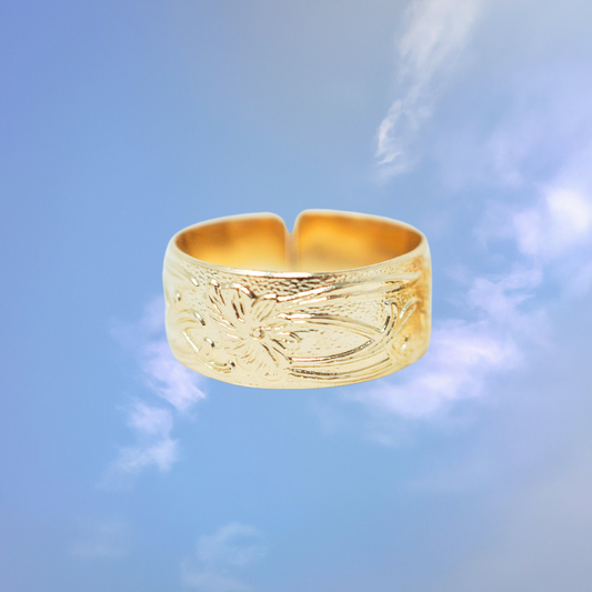 Floral Band Ring by Quinney Collection 14k Gold Filled jewelry. Made in Victoria BC Canada.