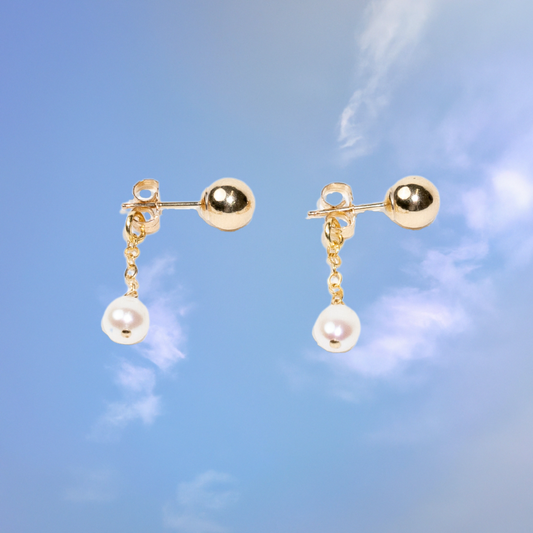 Pearl Backdrop Earrings by Quinney Collection 14k Gold FIlled jewelry. Made in Victoria BC Canada