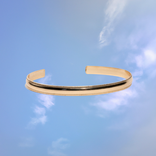 Milgrain Cuff Bracelet by Quinney Collection 14k Gold Filled jewelry. Made in Victoria BC Canada
